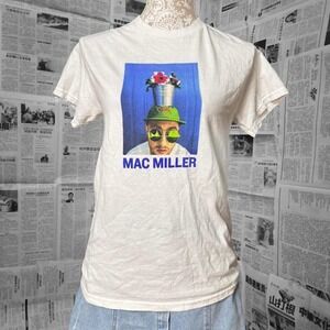 Mac Miller Graphic Band Tee White Unisex Streetwear Music Shirt Size S